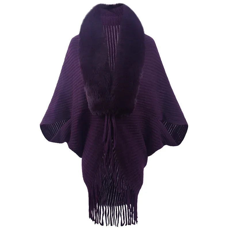 Women Faux Fur Poncho | Angelie