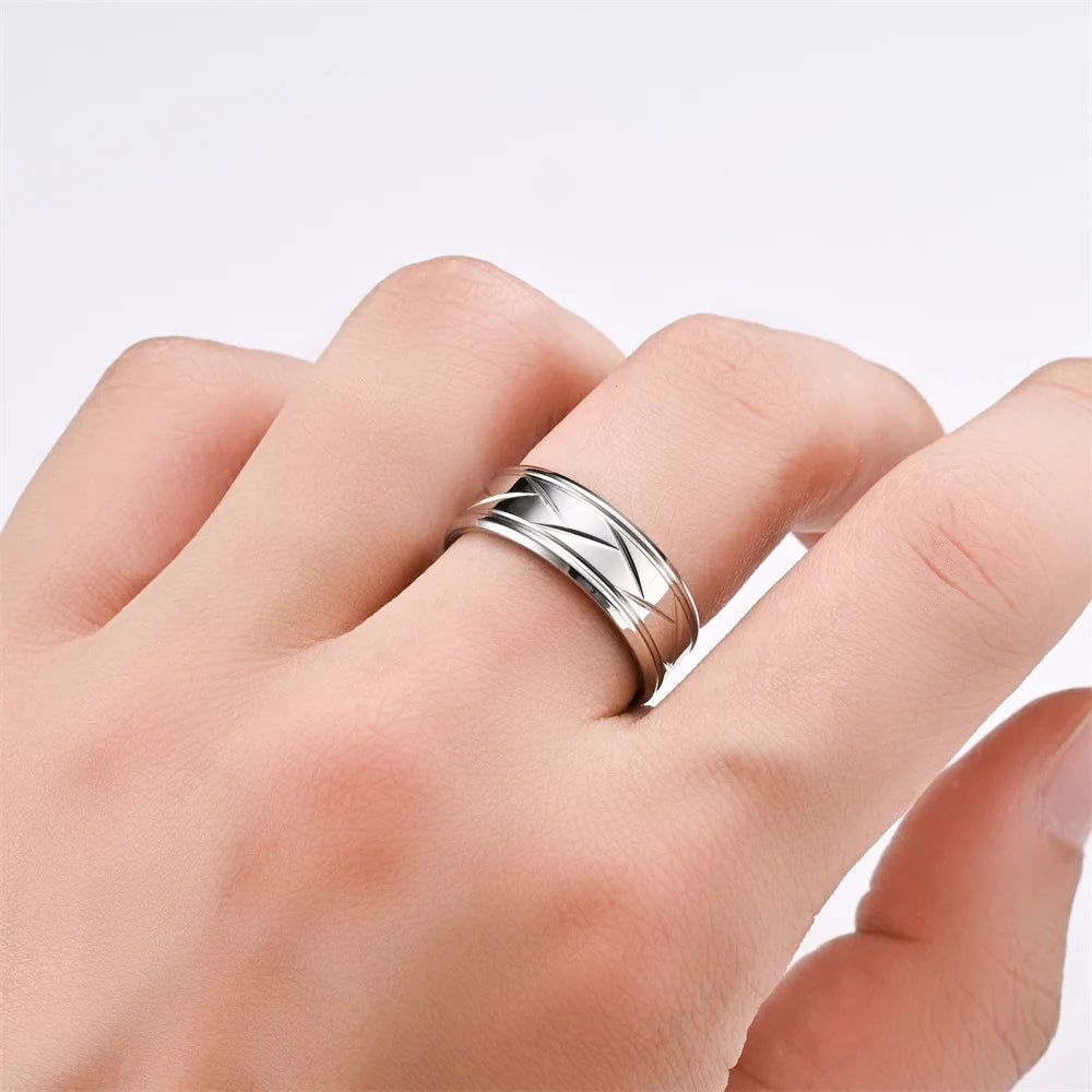 Unisex Diagonal Textured Ring | Kenver
