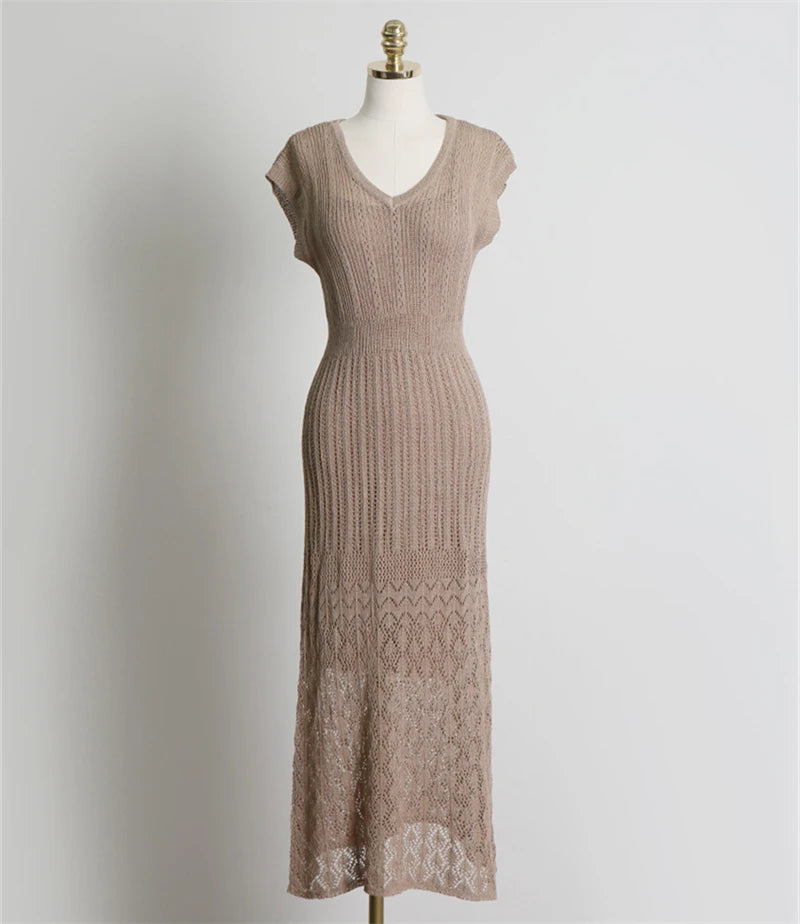 Women Knit Lace Midi Dress | Alexa