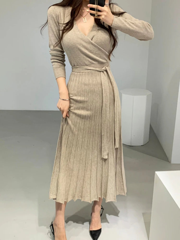 Women Wrap Knit Dress | Evadne