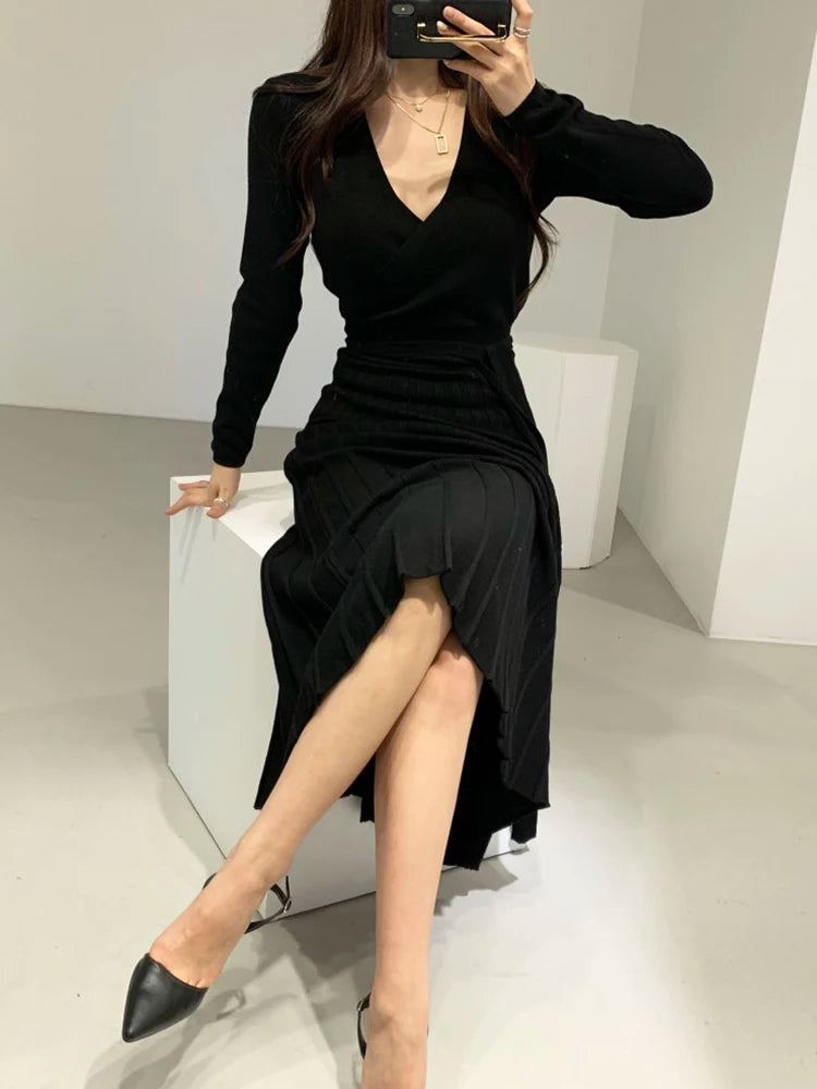 Women Wrap Knit Dress | Evadne