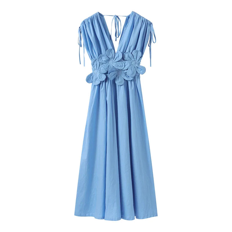 Women Flower Applique Maxi Dress | Nancy