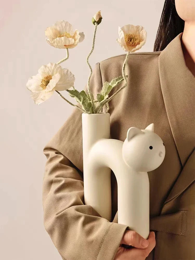 Cat Vase White Ceramic | Elegant Touch 3
