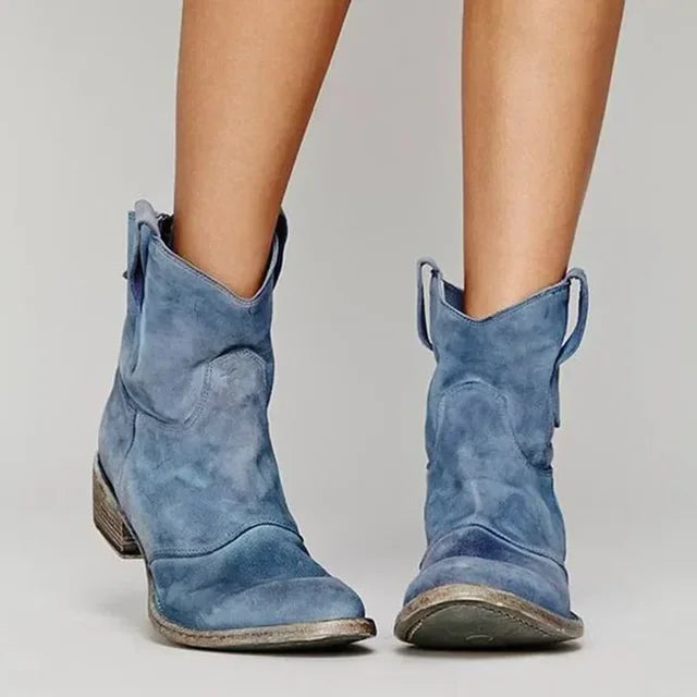Women Cowboy Boots Gray Leather | Destiny-3