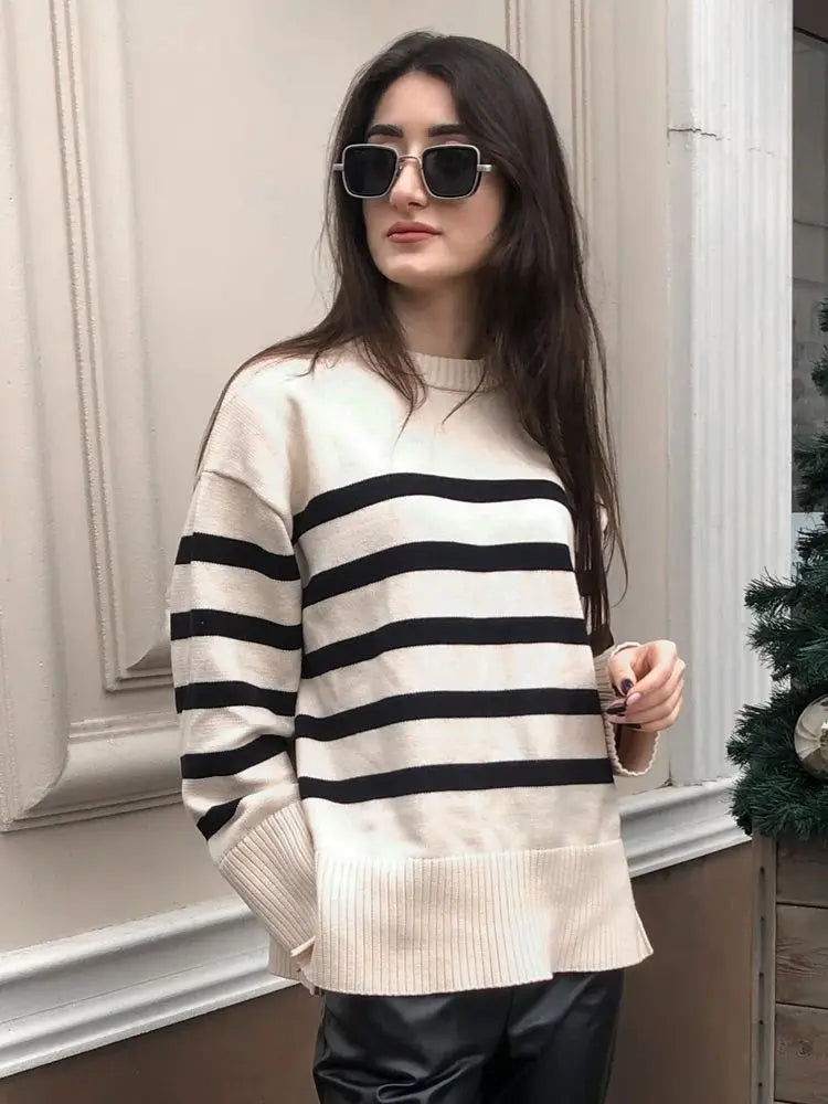 Women Striped Knit Sweater | Rosalina