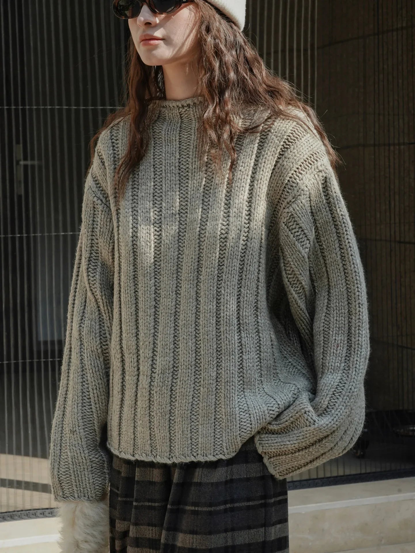 Women Chunky Wool Blend Knit Sweater | Drucilla