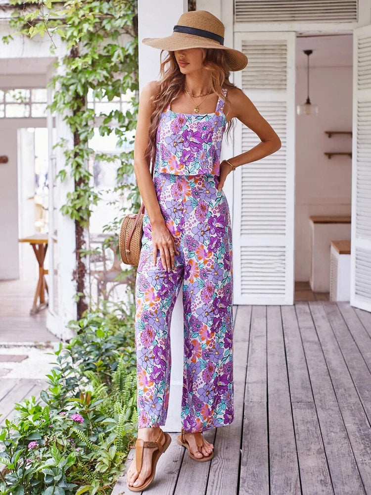 Women Floral Sleeveless Jumpsuit | Elena