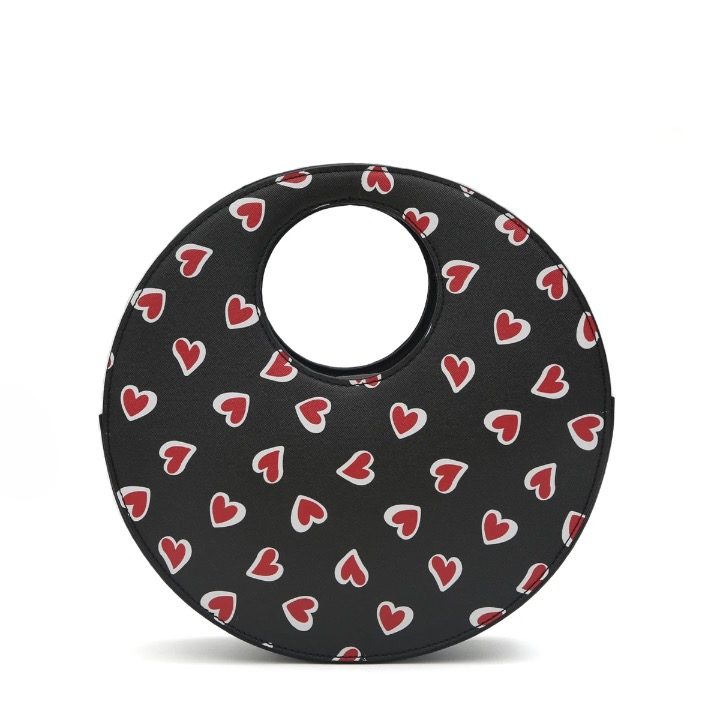 Women Heart Print Round Bag | Kara
