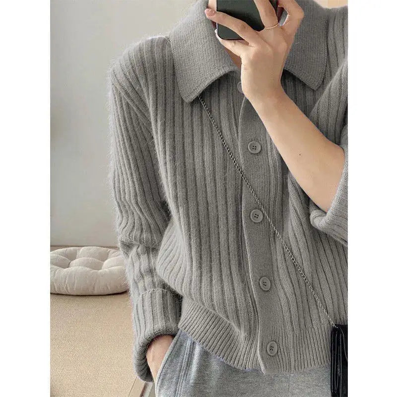 Women Ribbed Knit Button-Up Cardigan | Ysabel