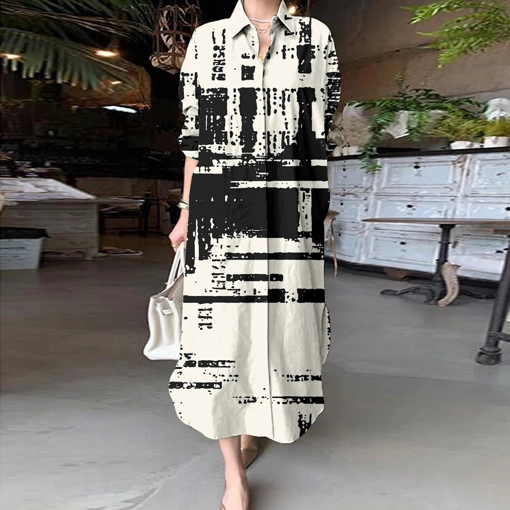 Women Abstract Print Shirt Dress | Aaliyah