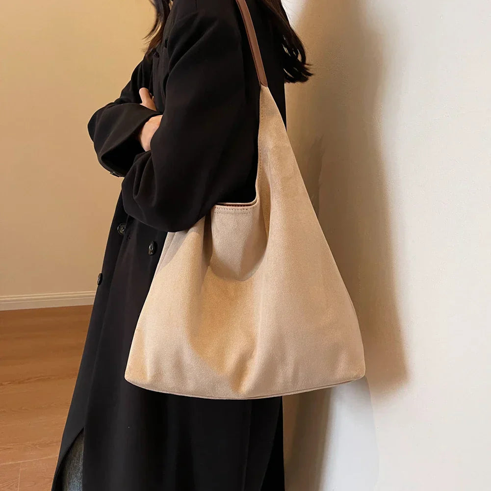 Women Minimalist Suede Tote Bag | Mila