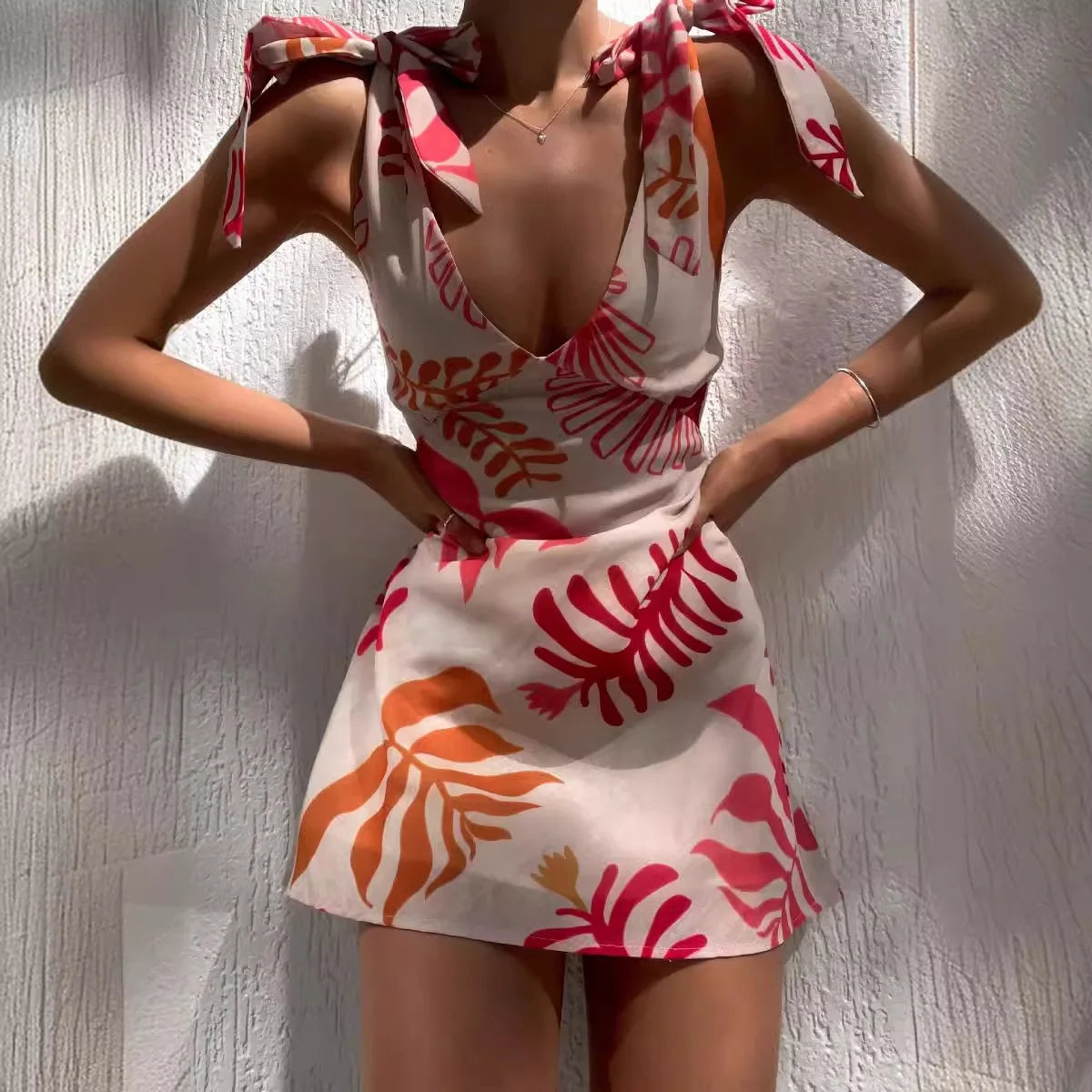 Women Tropical Floral Tie-Up Dress | Patricia