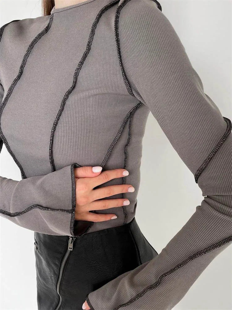 Women Striped Contrast Stitching Top | Rosalba