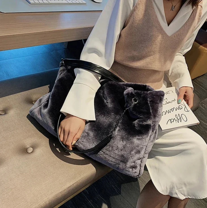 Women Soft Faux Fur Tote Bag | Tara