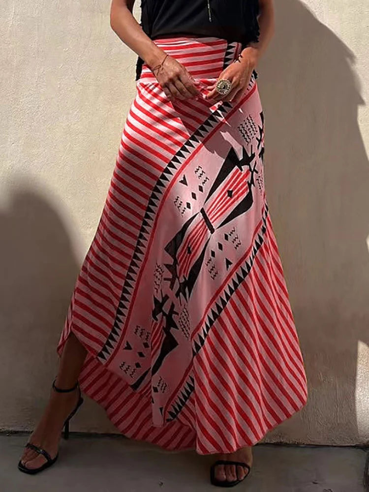 Boho Striped Maxi Skirt for Women | Zoe