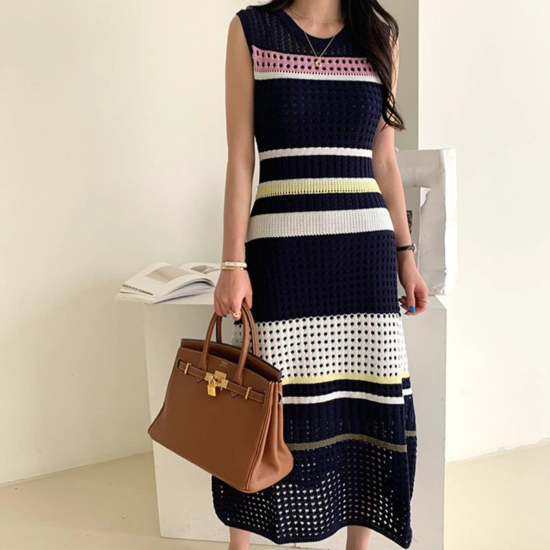 Women Color Block Crochet Dress | Erika