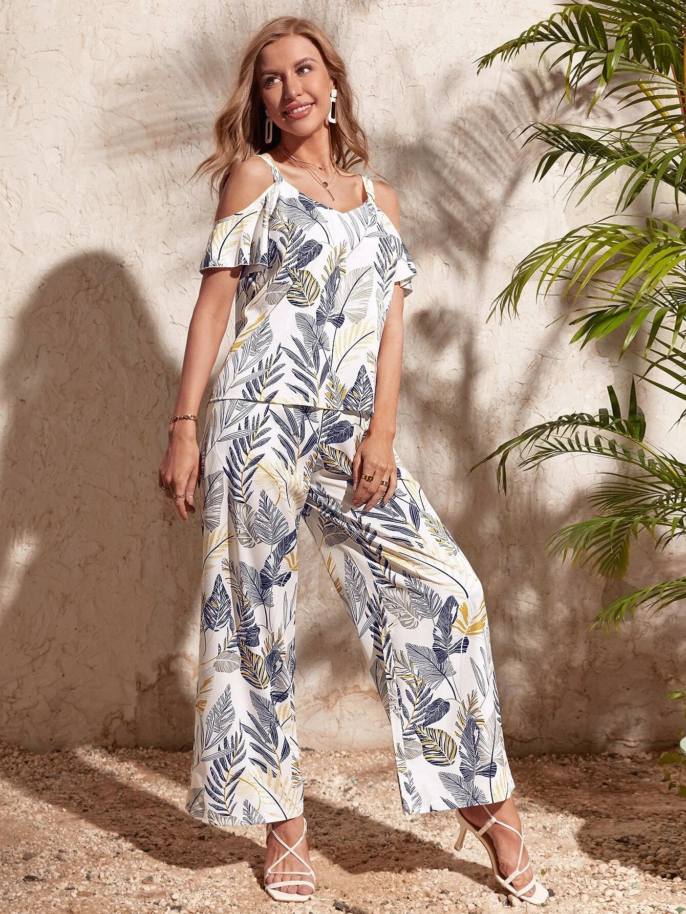 Women Tropical Print Two-Piece Set | Sabrina