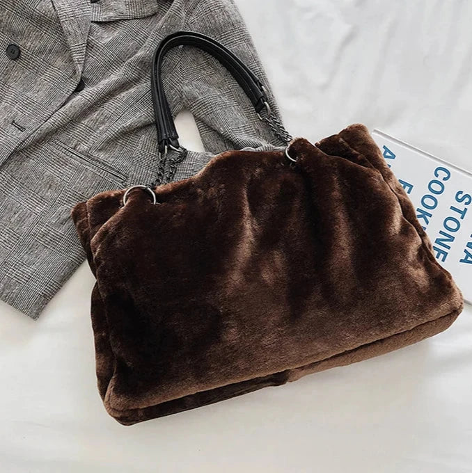 Women Soft Faux Fur Tote Bag | Tara