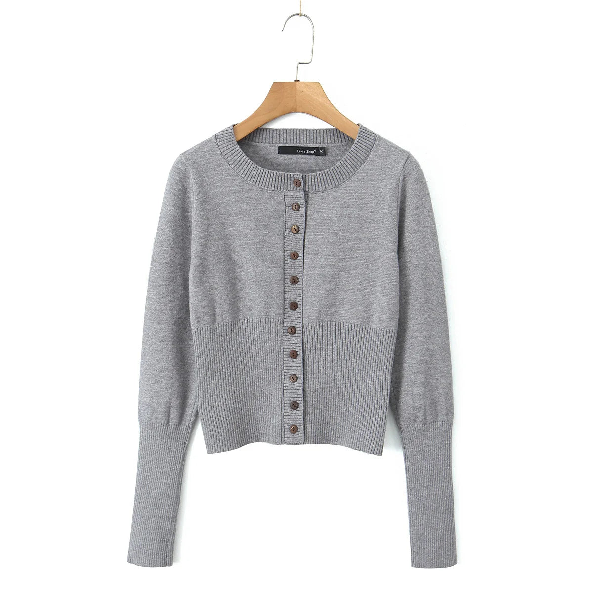 Women Ribbed Button-Up Cropped Cardigan | Elenora