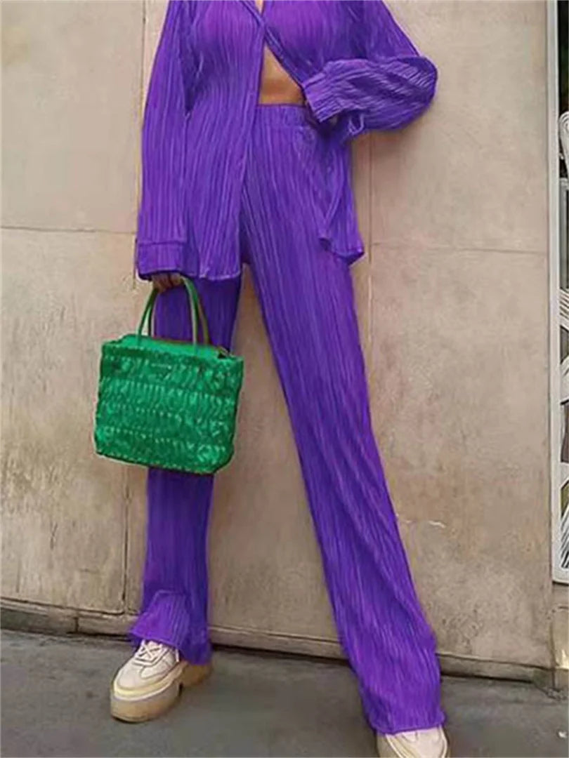 Women Pleated Two-Piece Pants Set | Lara