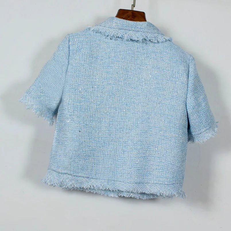 Women Fringed Tweed Two-Piece Set | Candela