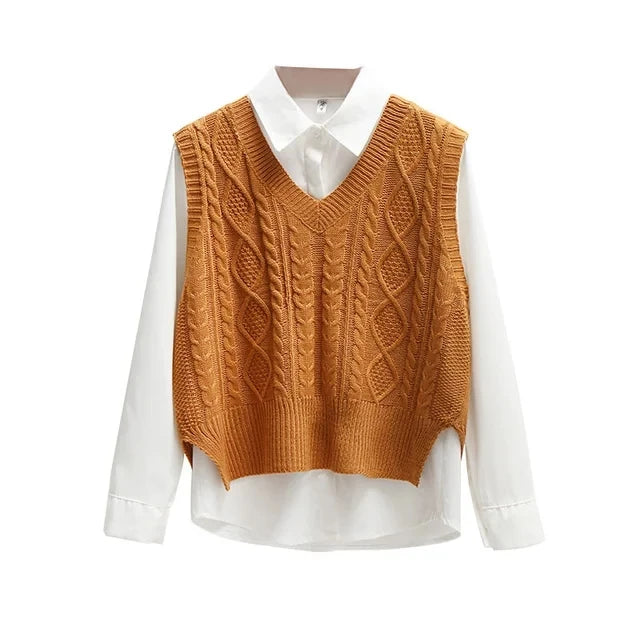 Women Cable Knit Sweater Vest | Amabel
