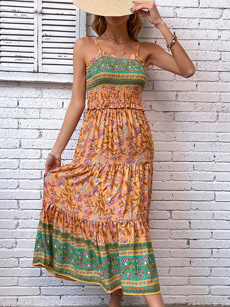 Women Boho Floral Maxi Dress | Delilah