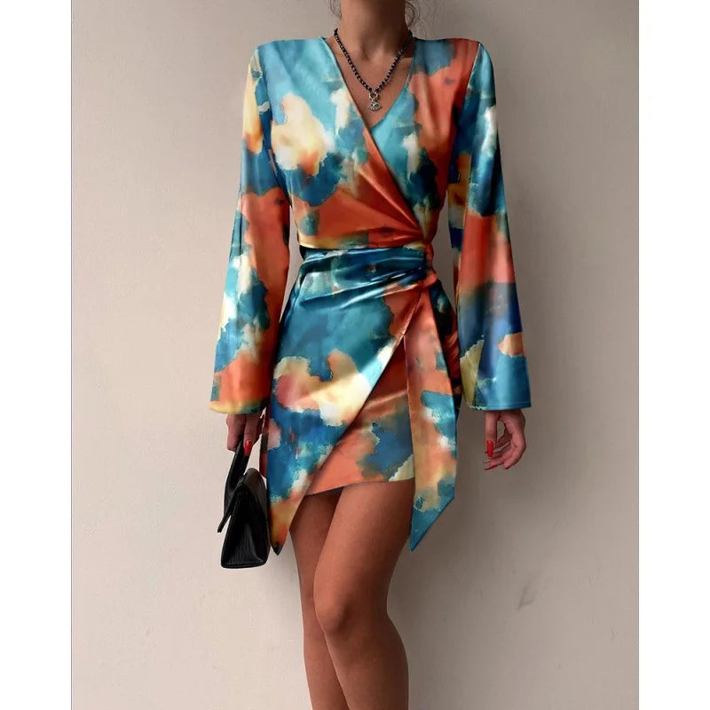 Women Abstract Print Wrap Dress | Maria