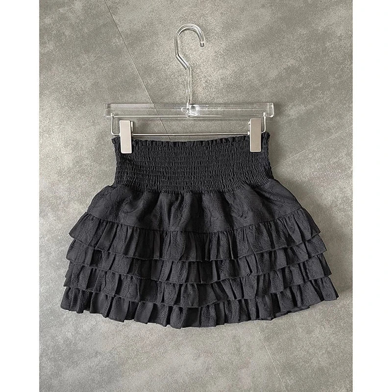 Women Smocked Ruffle Mini Skirt | Susetta