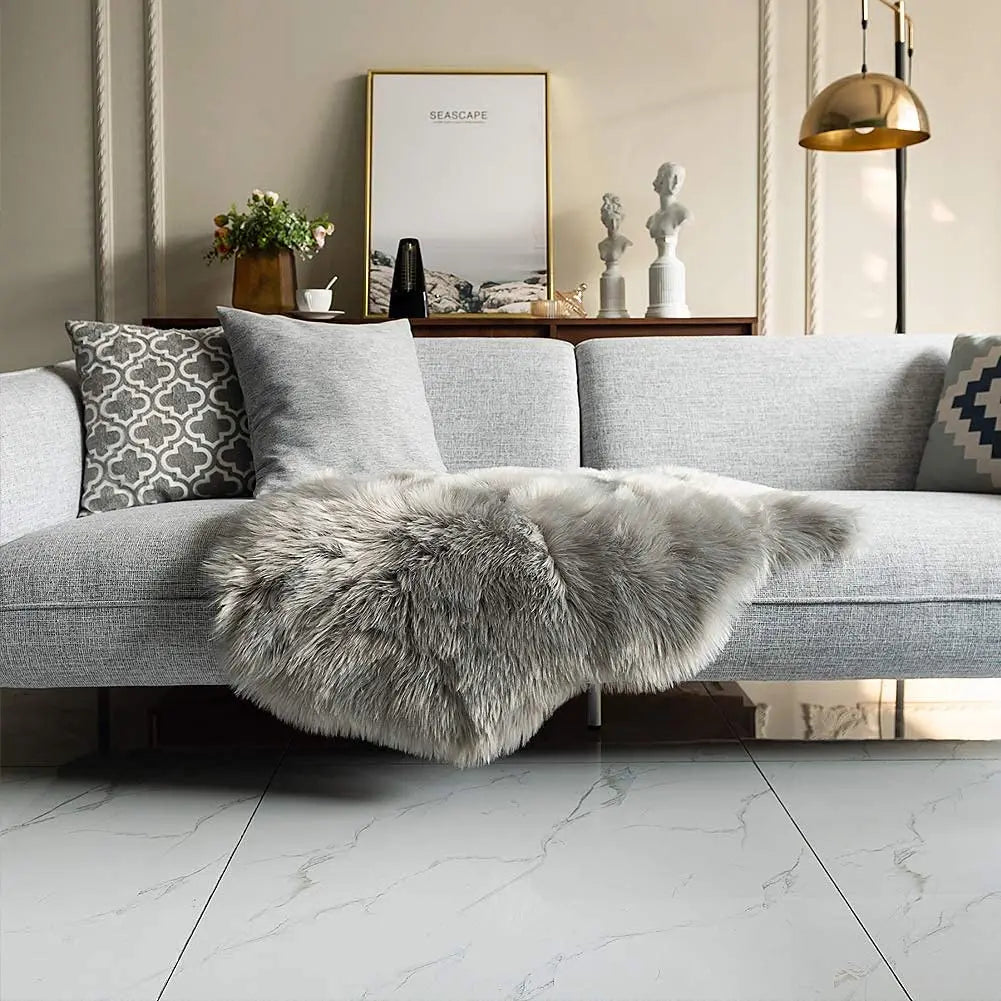 Washable Area Rug White Faux Sheepskin | Cozy Comfort 6