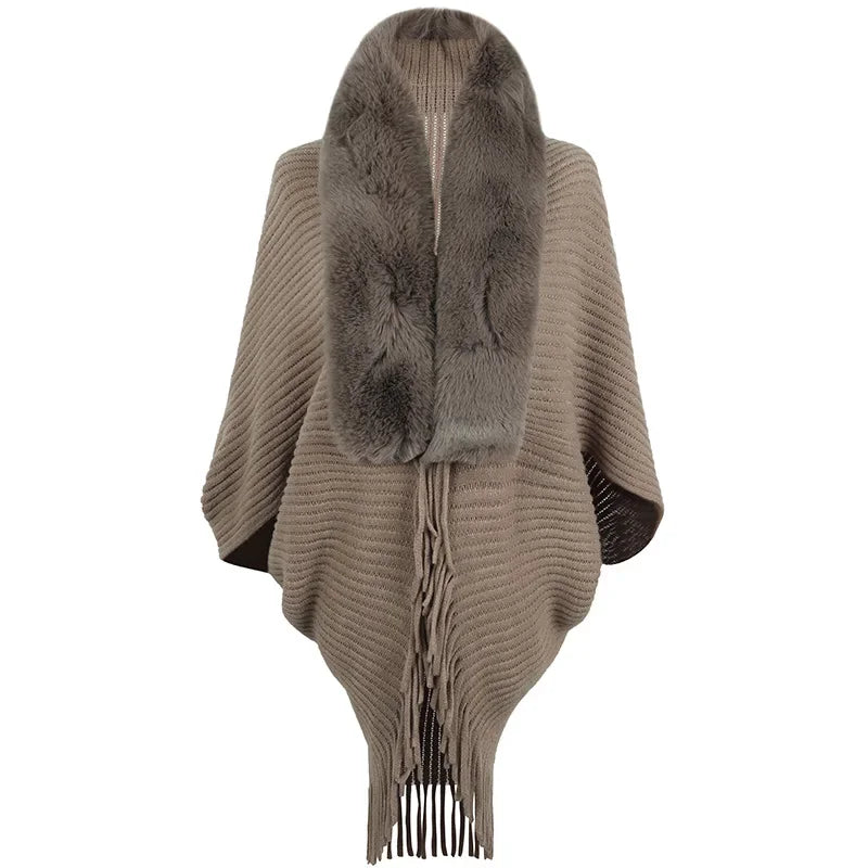 Women Faux Fur Poncho | Angelie