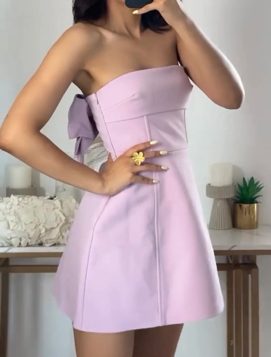 Women Chic Bow Strapless Dress | Fay