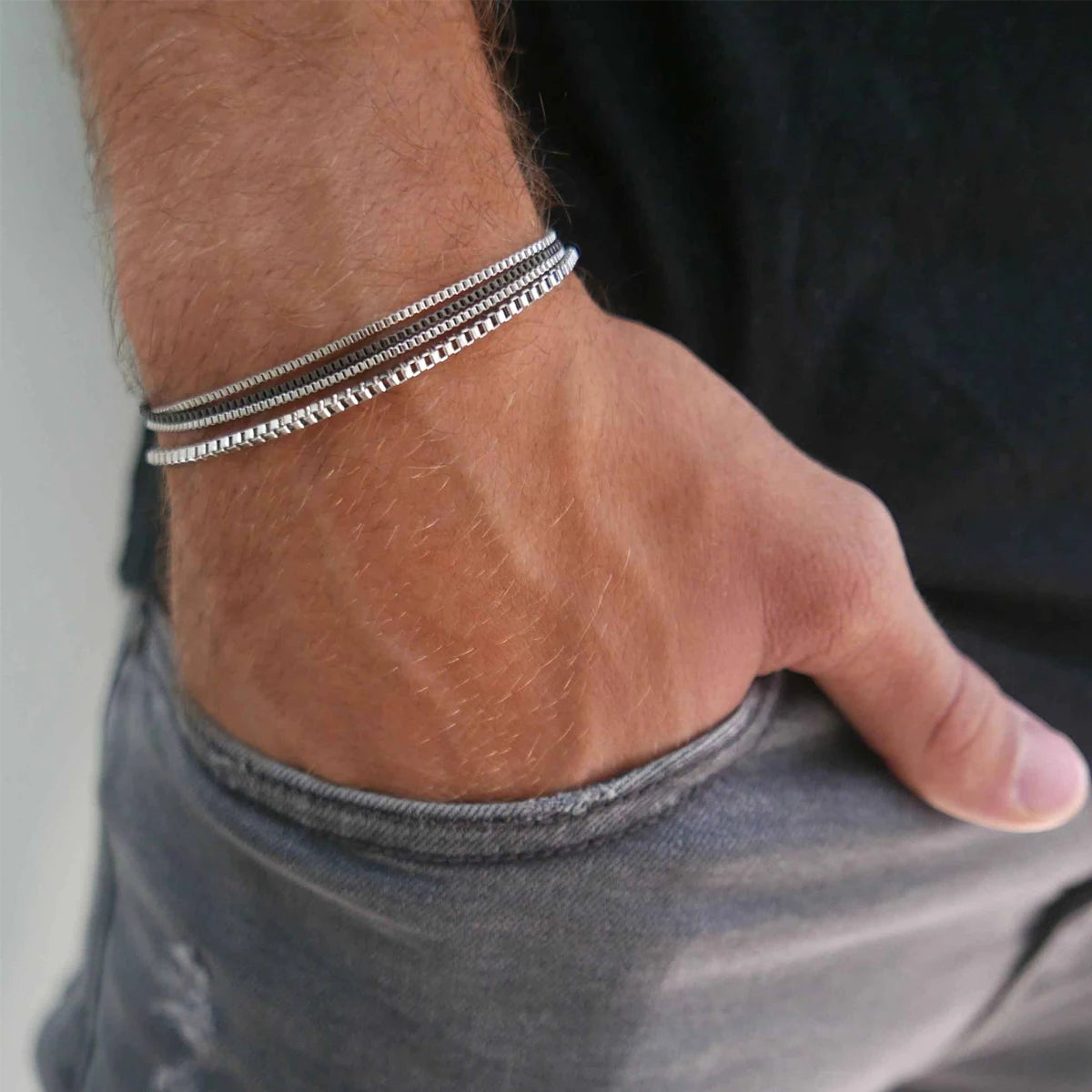 Men's Bracelets Silver Stainless Steel | Vintage Style-1