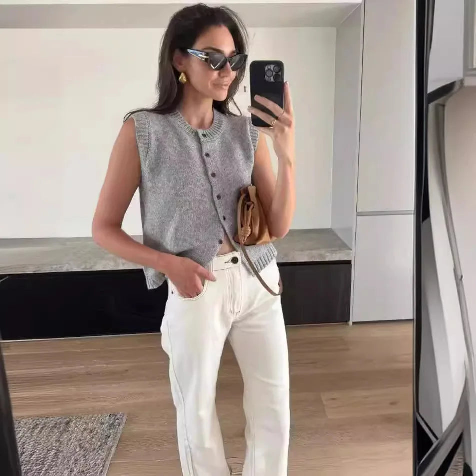 Women Sleeveless Knit Cardigan | Valeria