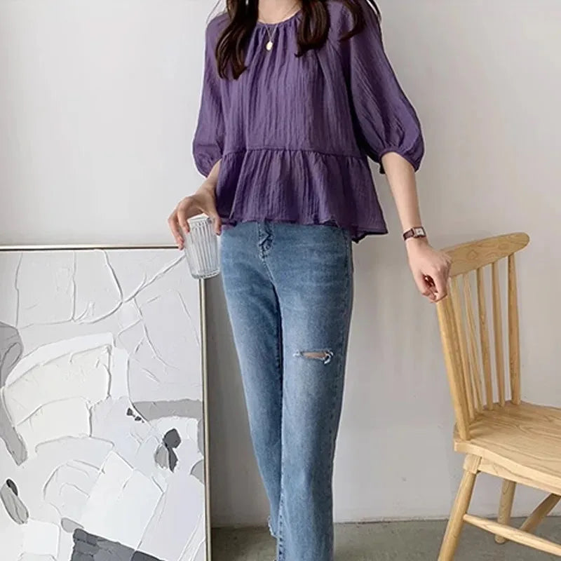 Women Ruffled Elegant Pleated Blouse | Caridad