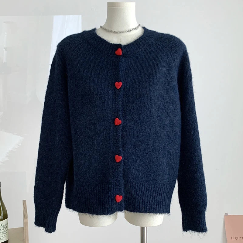 Women Heart Button Knitted Cardigan | Edwina