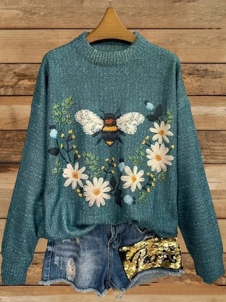 Women Floral Knit Sweater | Havilah