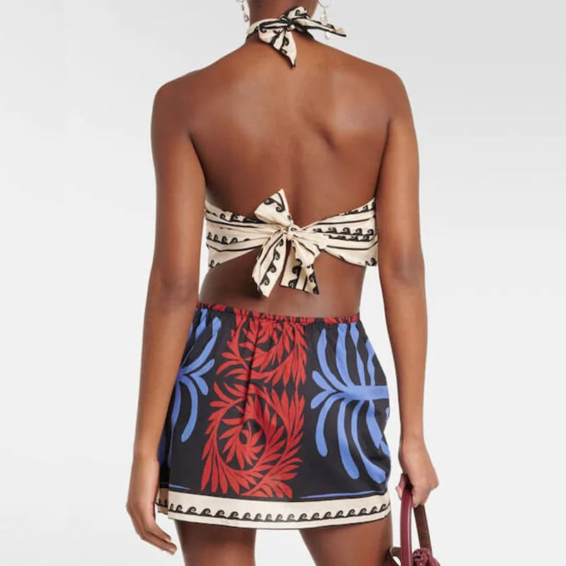 Halter Tropical Mini Dress | Adriana