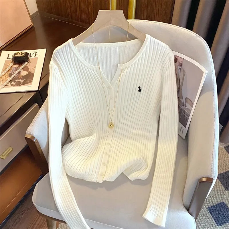 Women Classic Ribbed Button-Down Cardigan | Ernestine