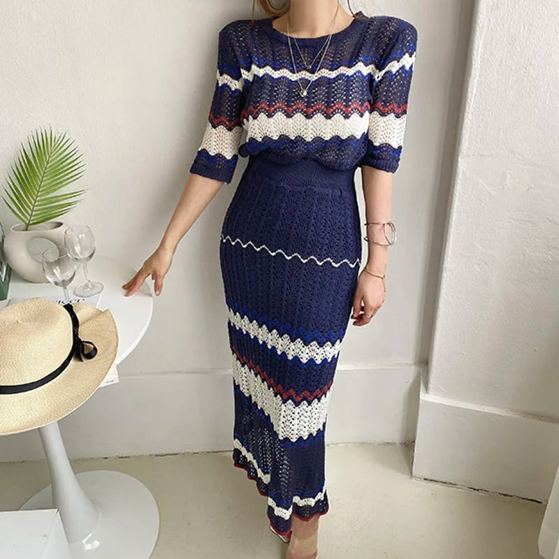 Chevron Knit Two-Piece Set | Amira