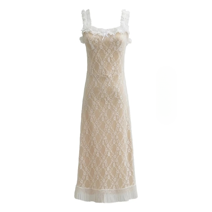 Women Lace Mesh Bodycon Midi Dress | Clydie