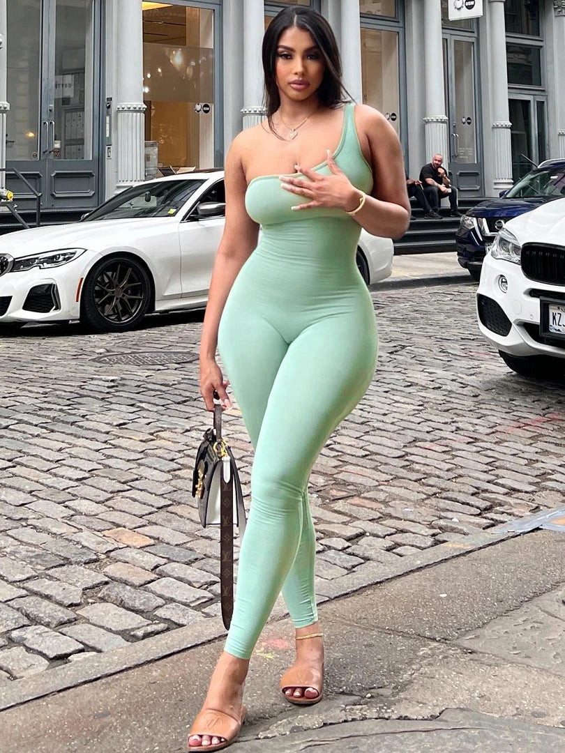 Women One-Shoulder Fitted Jumpsuit | Aurora