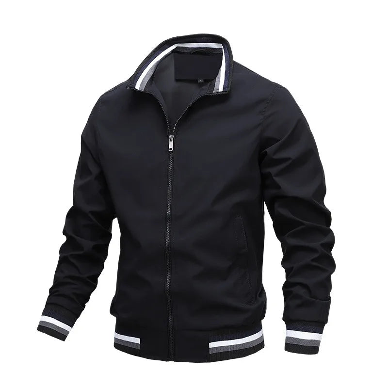 Men Striped Collar Bomber Jacket | Samuel