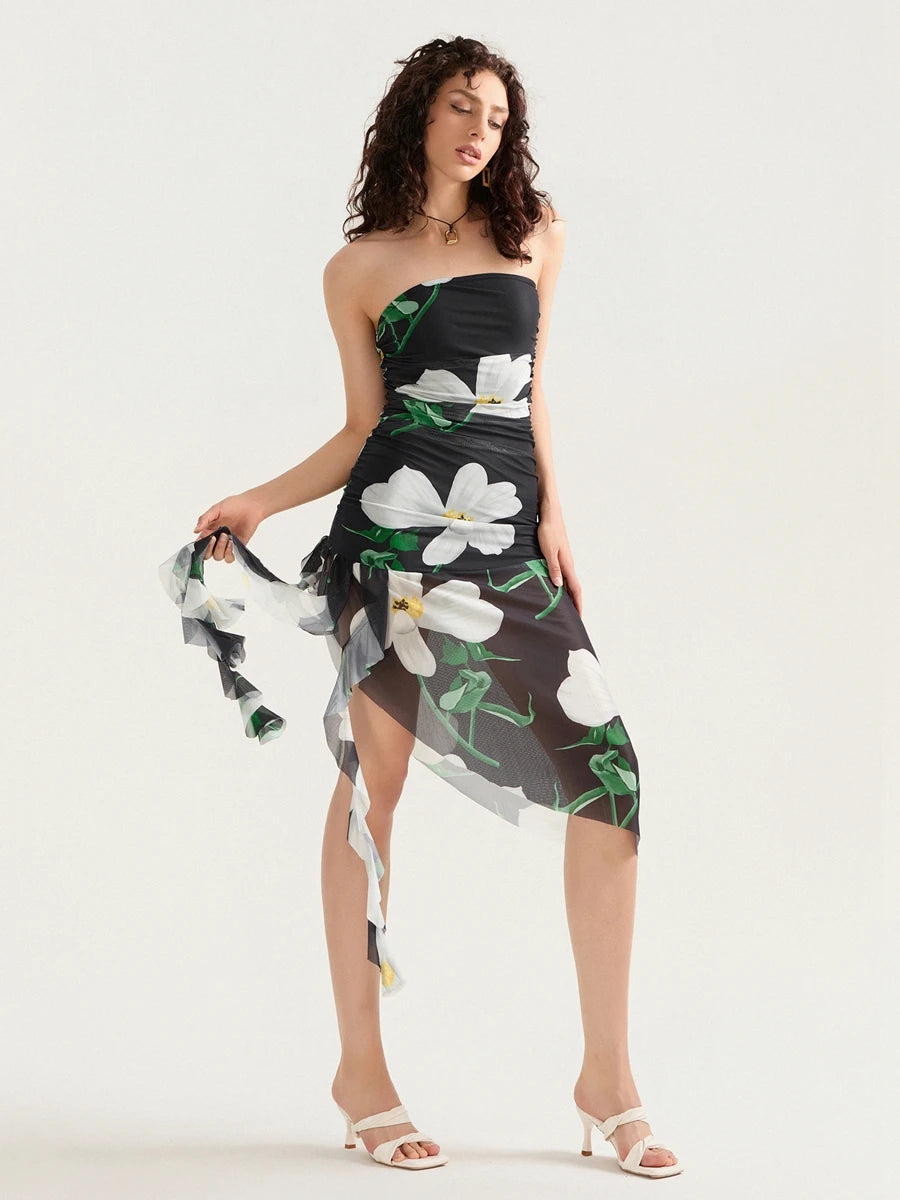 Women Floral Asymmetrical Midi Dress | Ysabelle