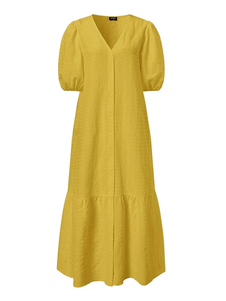 Women Textured V-Neck Maxi Dress | Althea
