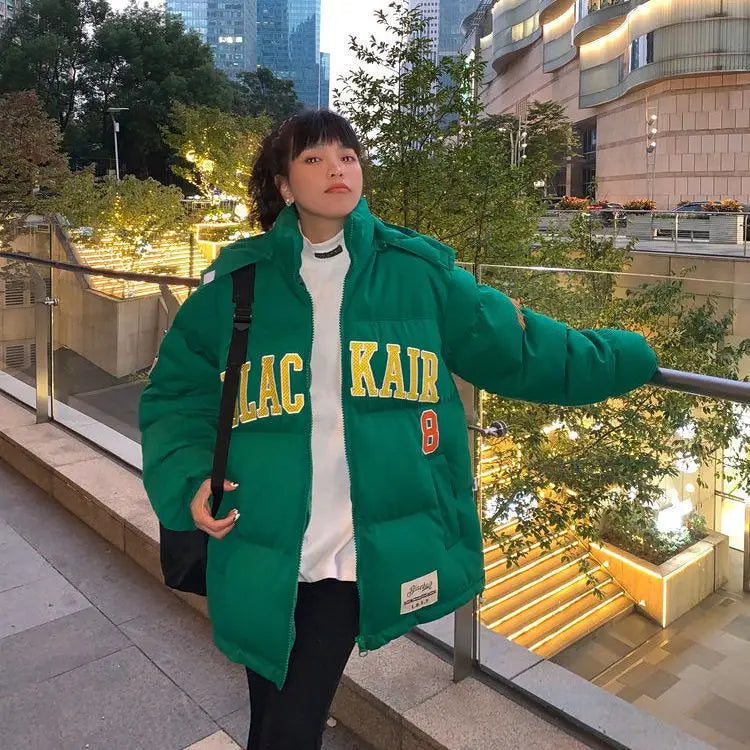 Women Retro Varsity Puffer Jacket | Rozelyn