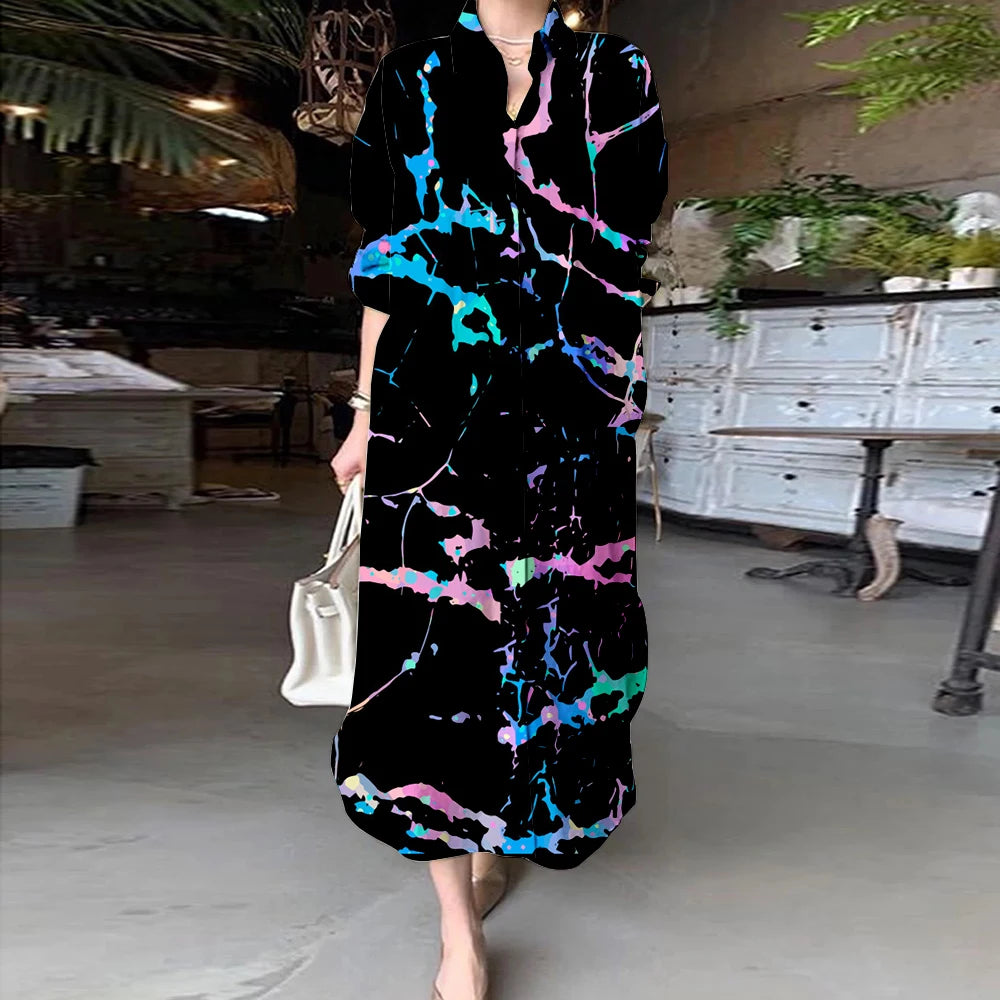 Women Abstract Print Shirt Dress | Aaliyah
