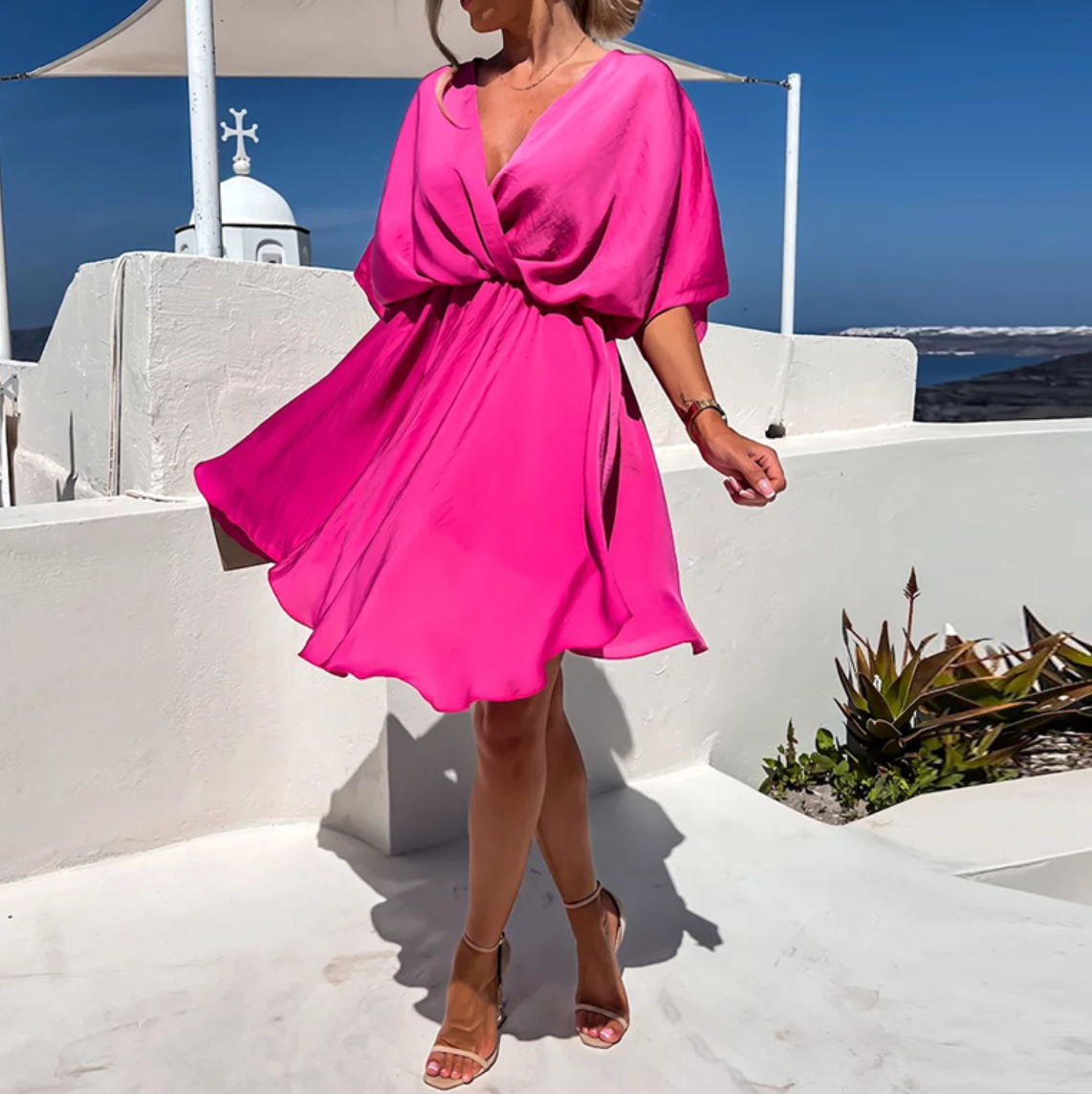 Women Elegant Style Dress with Flutter Sleeves | Andrea