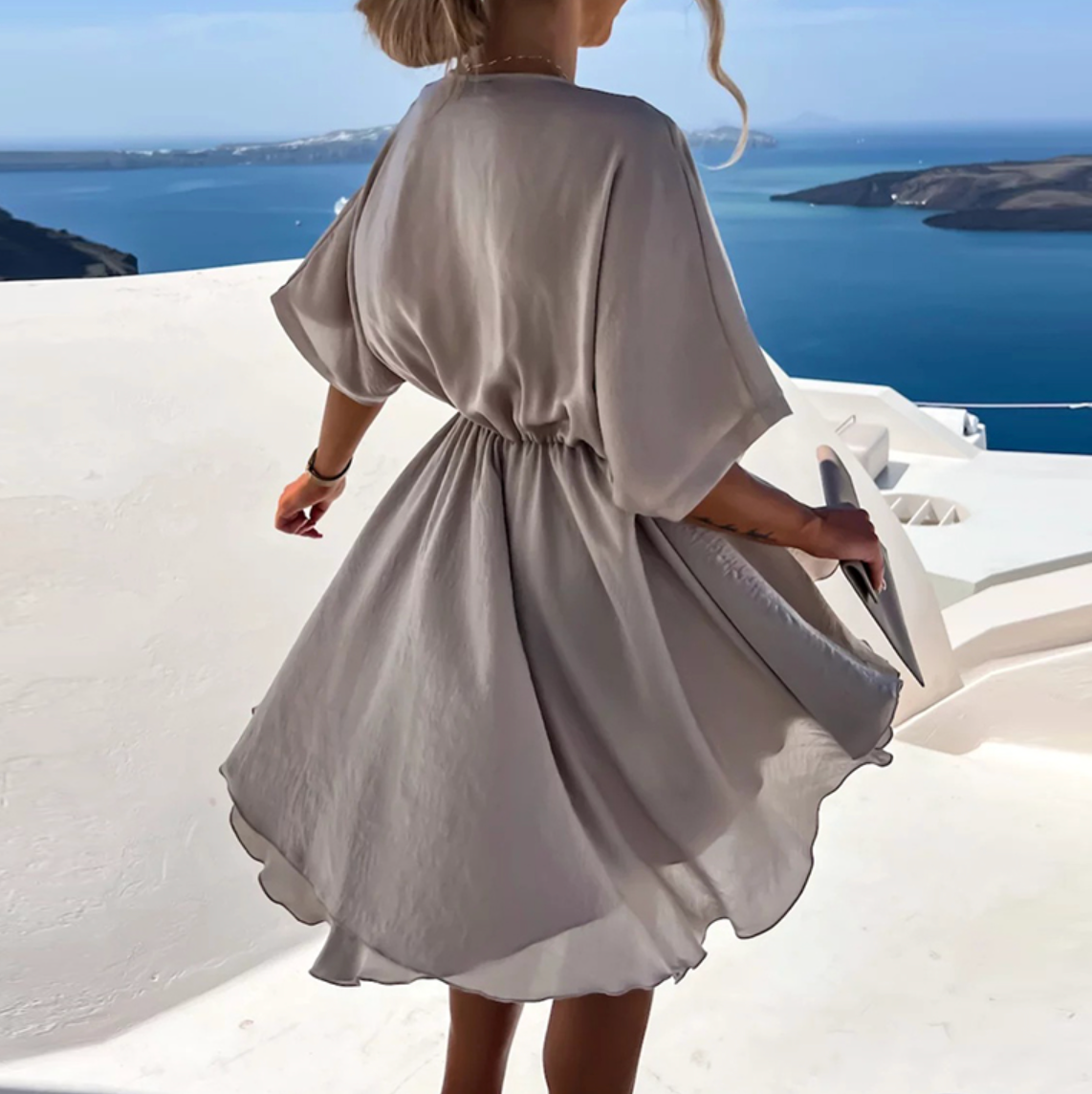 Women Elegant Style Dress with Flutter Sleeves | Andrea