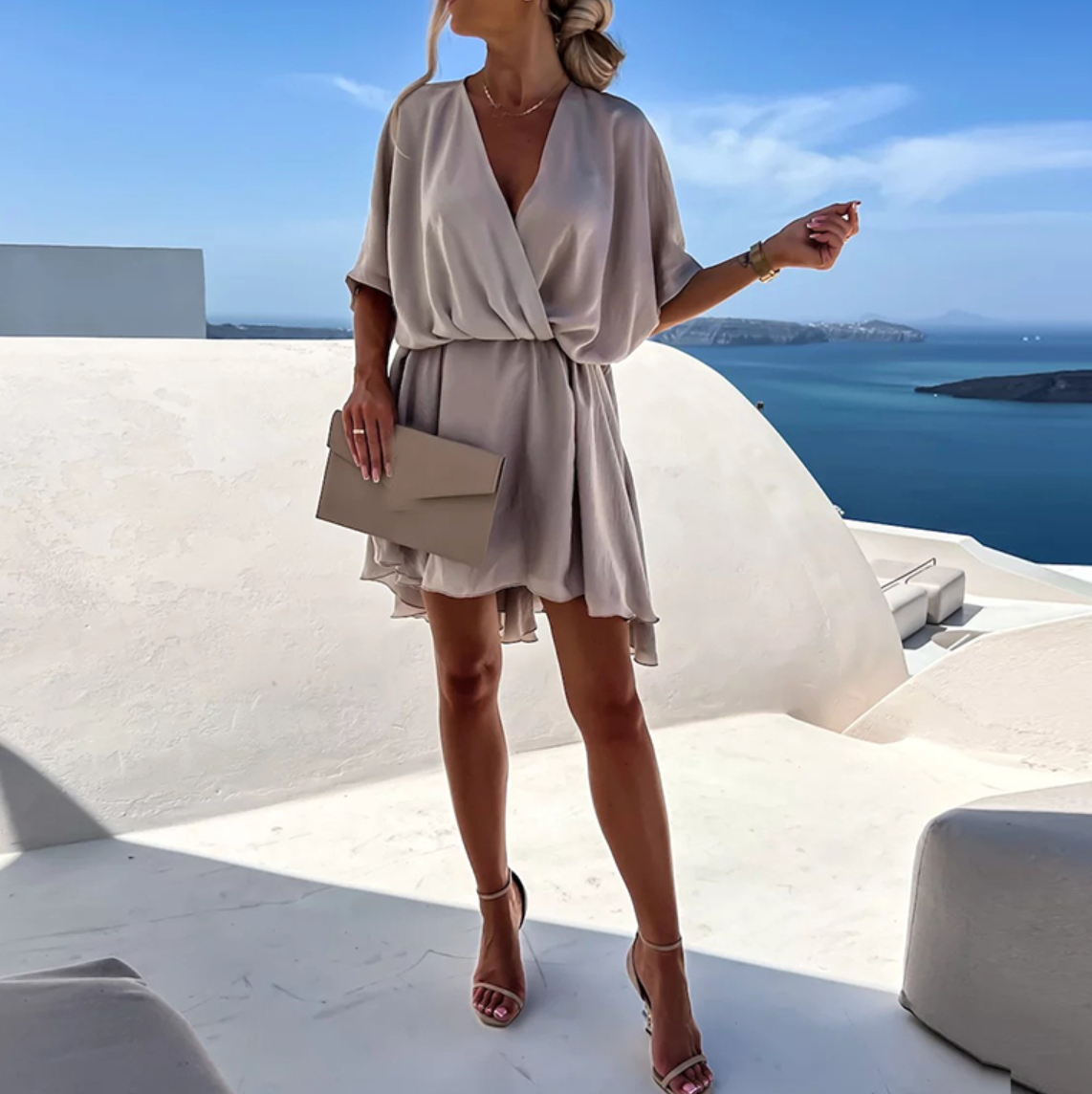 Women Elegant Style Dress with Flutter Sleeves | Andrea